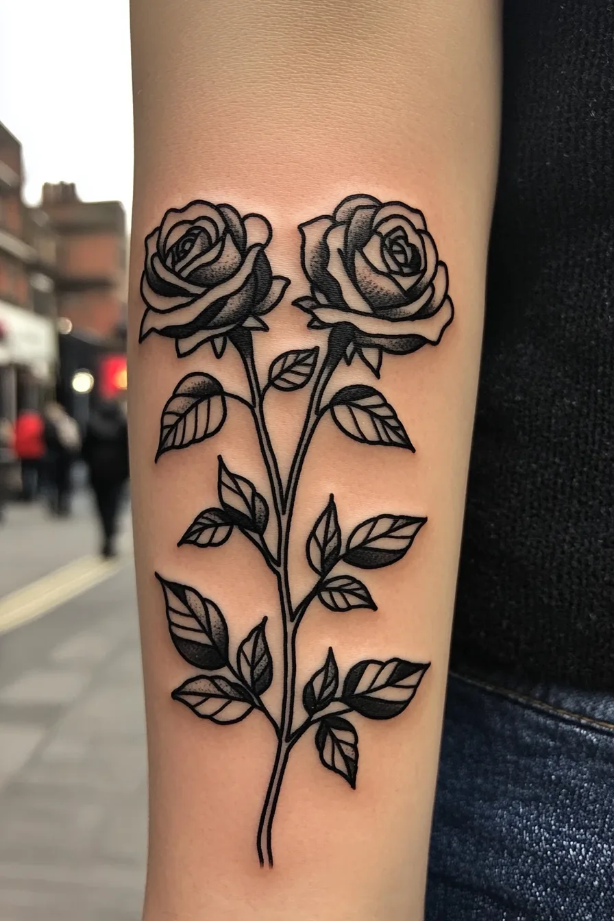 2 Roses Tattoo Design Ideas