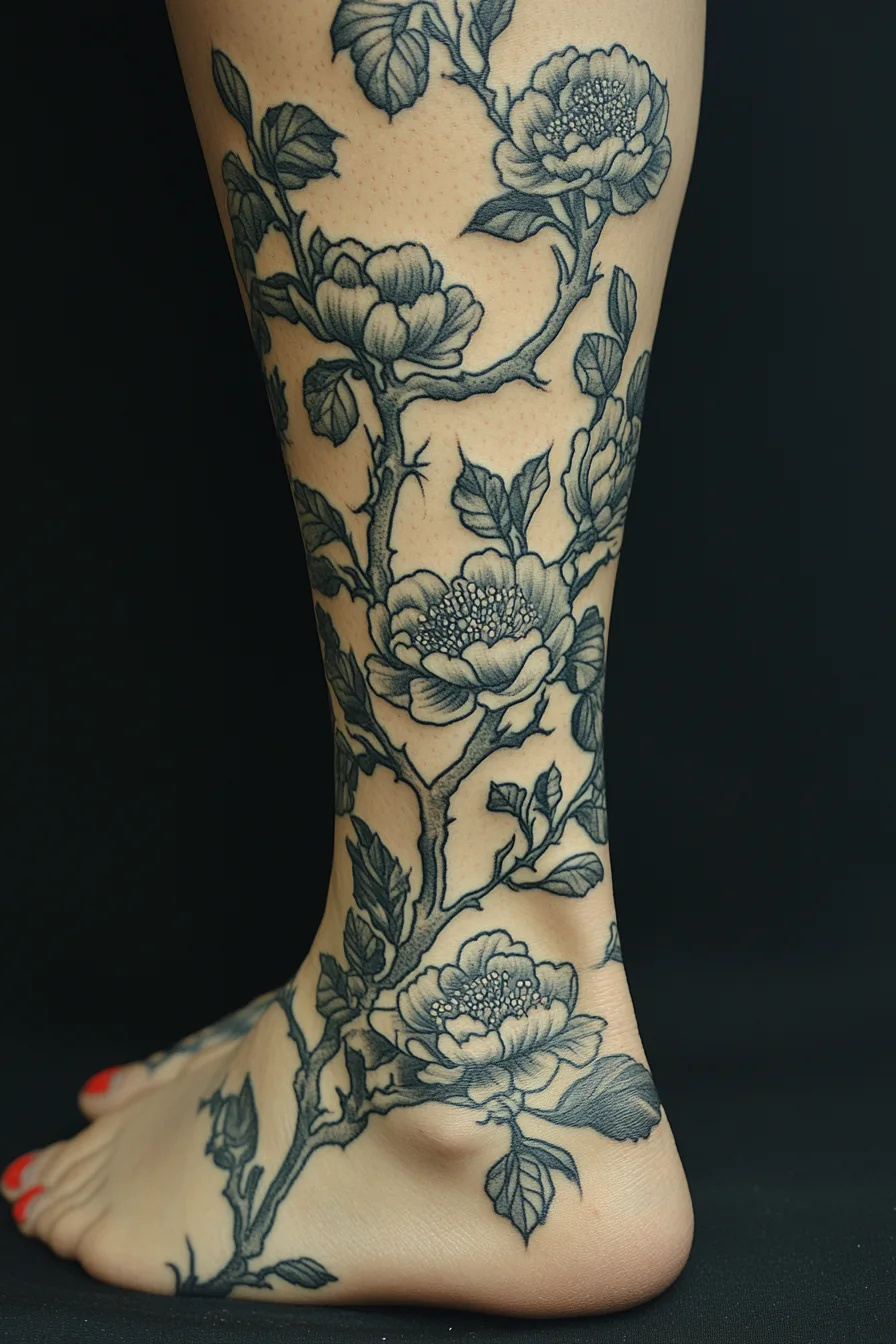Flower Ankle Tattoo Ideas For Women