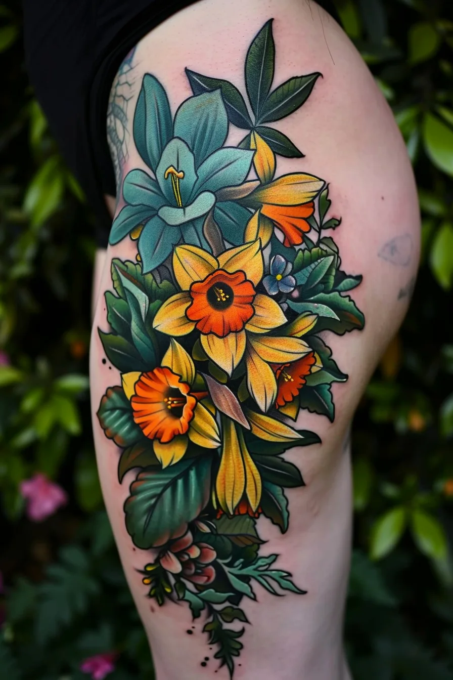 Meaning Of Daffodil Tattoo | 150+ Daffodil Tattoo Design Ideas