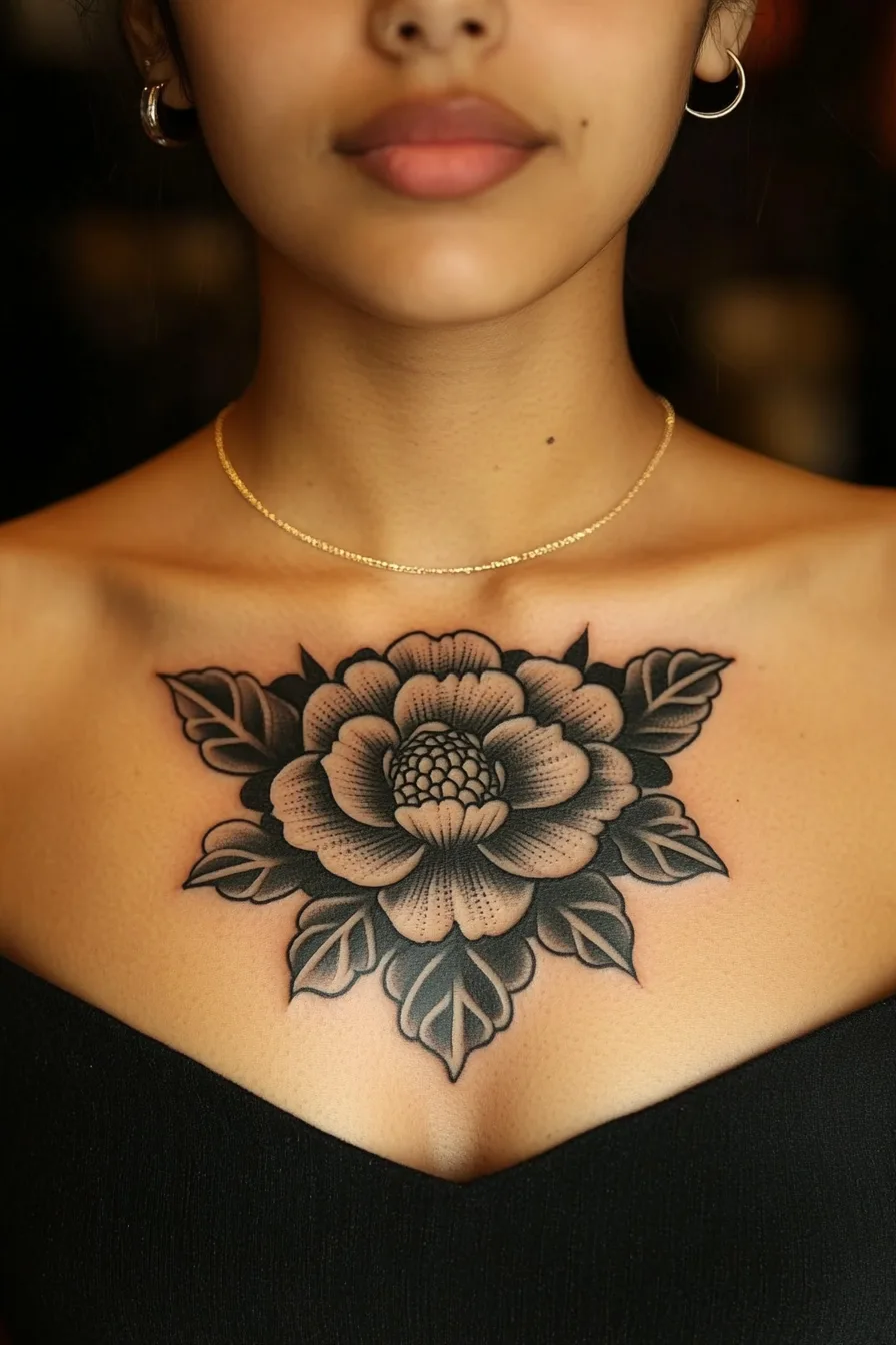 Chest Flower Tattoos for Women Ideas