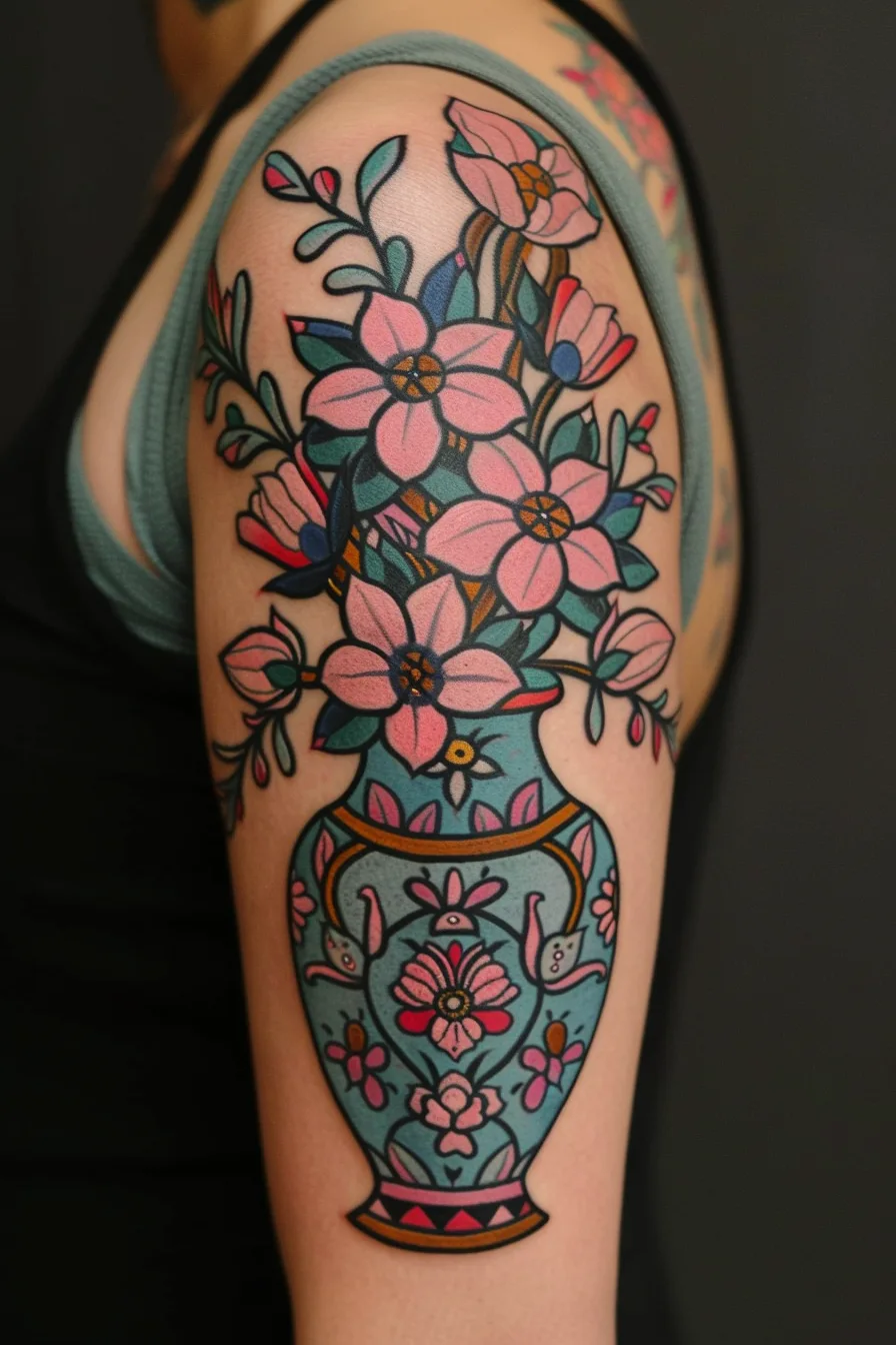 Flowers in Vase Tattoo Ideas