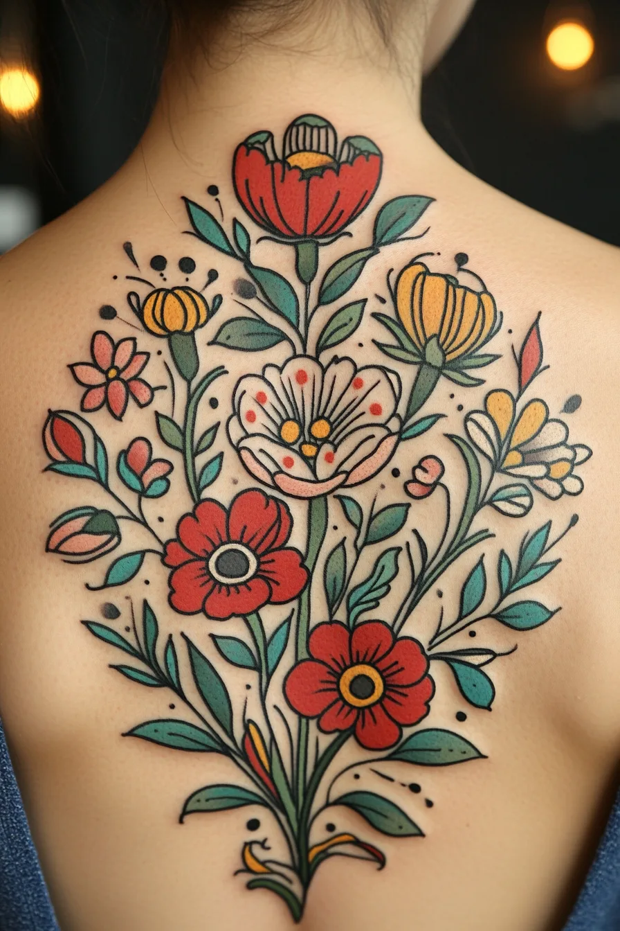 Back Flower Tattoos for Women Ideas