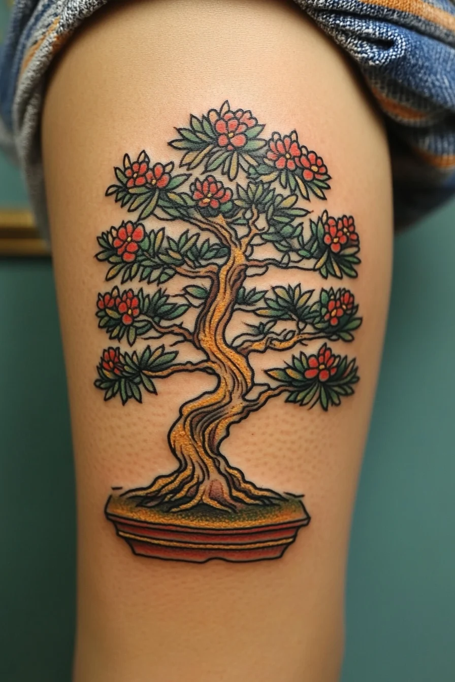 Serene Bonsai Tree Tattoo Inspirations