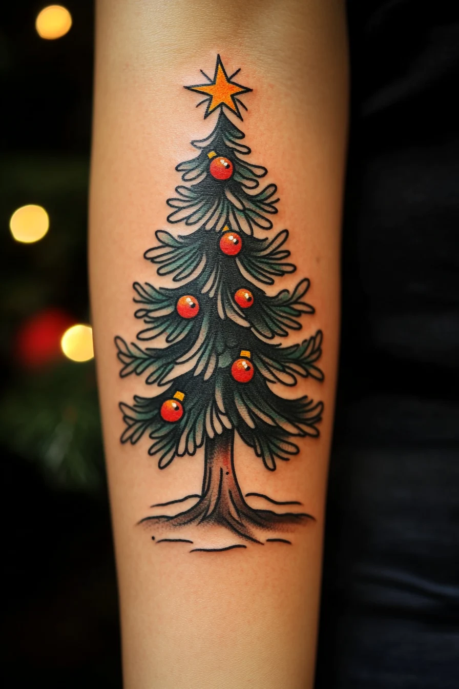 50+ Christmas Tree Tattoos to Spread Cheer